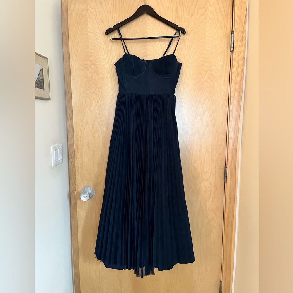 Hutch Amara Navy Blue Corset Midi Dress